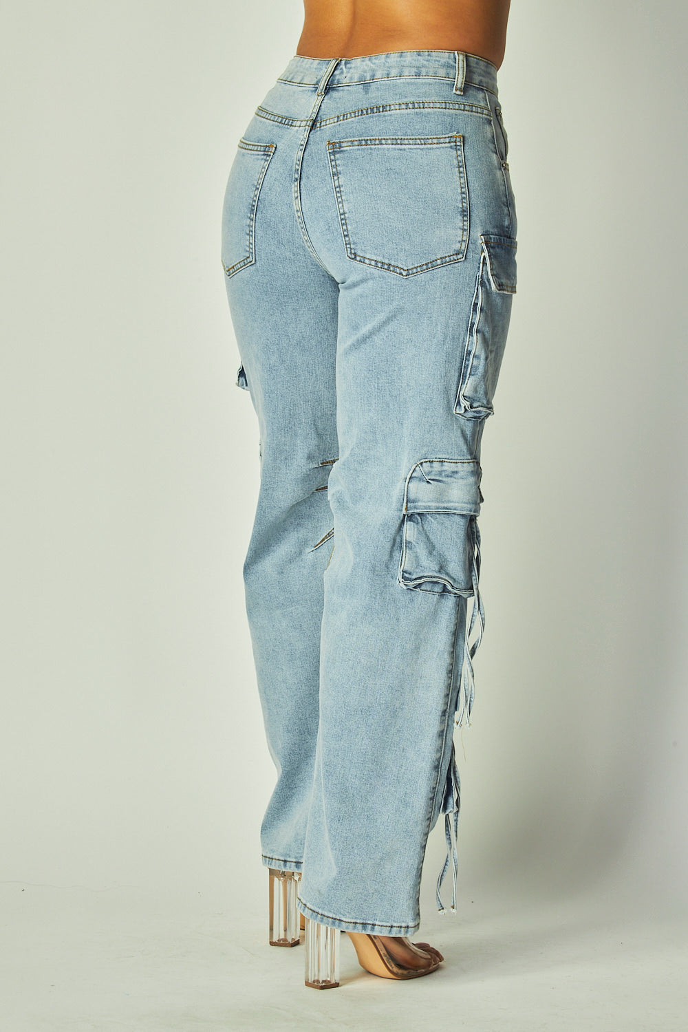 Multi-pocket denim cargos